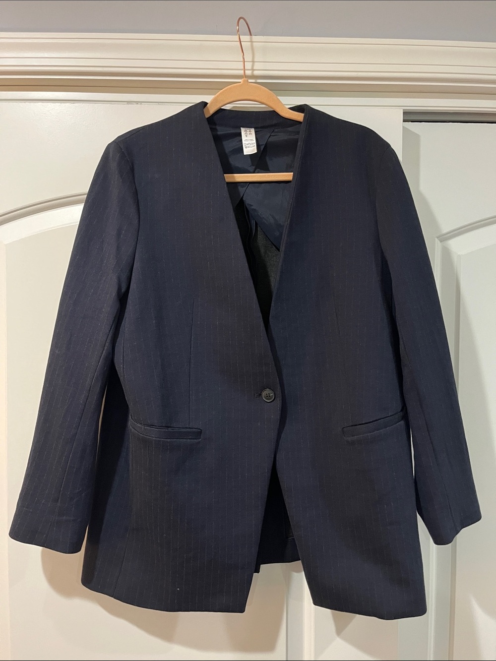 Navy blue striped blazer